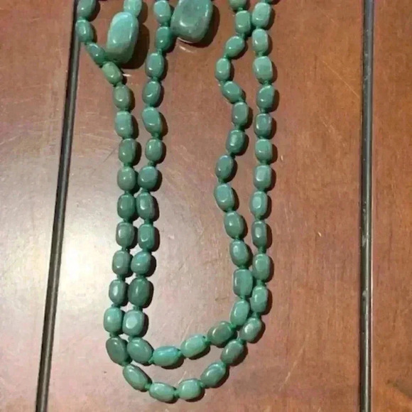 Vintage Strand Oval Nuggets Shape Stone Beads Natural Green  Stone - Picture 6 of 10
